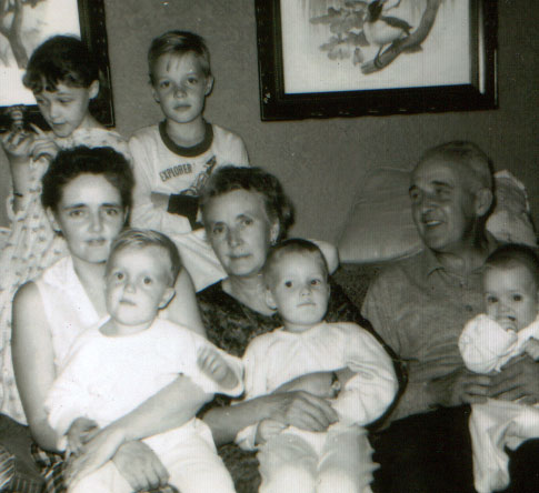 Deb, Greg, Cam, Ron, Jon with Mom and her parents